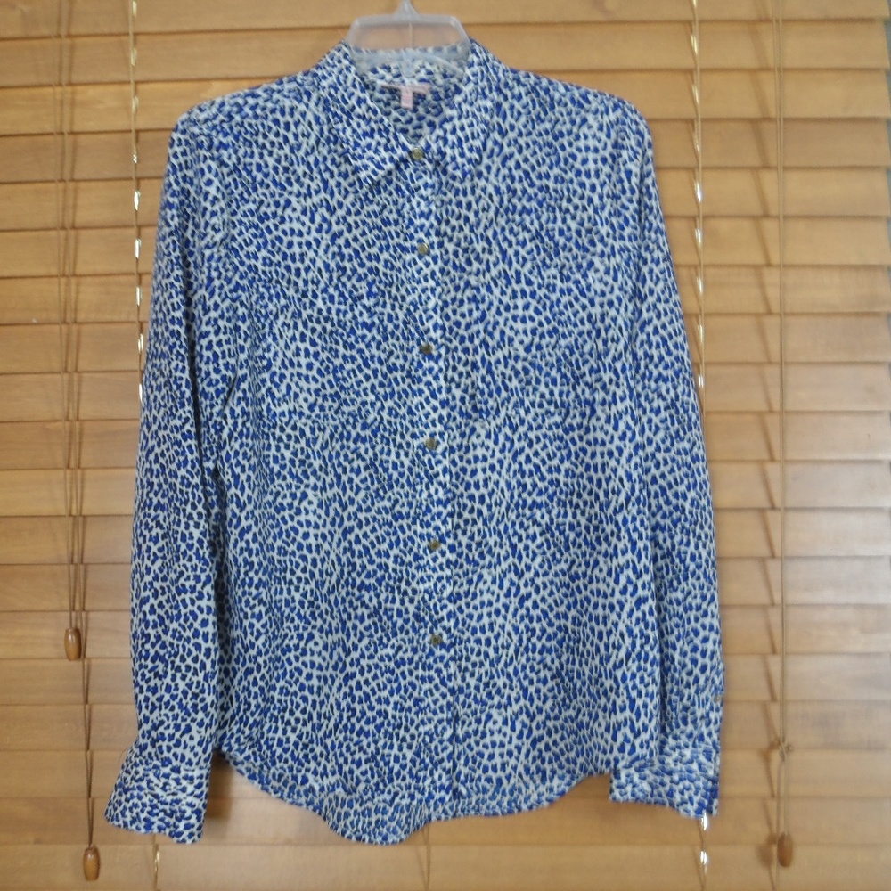 Juicy Couture Blue & White Animal Print Blouse